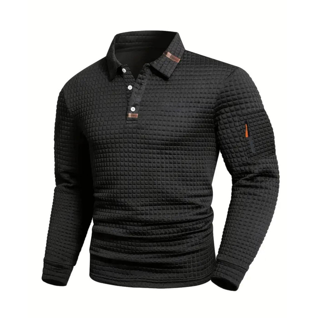 Even™ - Teksturert Langermet Poloskjorte